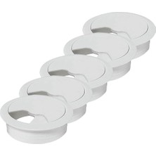 Masa Üstü Kablo Kanalı Deliği Kapağı Beyaz Masa Kapağı 6 cm (5 Adet)