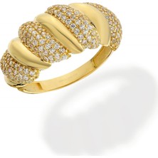 Oroline Kuyumculuk 8 Ayar Altın Taşlı Kruvasan Yüzük