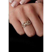 Oroline Kuyumculuk 8 Ayar Trend Taşlı Minimal Kadın Altın Yüzük