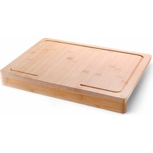 Tezgah Üstü Büyük Boy Bambu Kesme Tahtası – 45×35 cm Kaymaz, Kenarlı, Antibakteriyel ve Hijyenik Ahşap Ekmek ve Sebze Doğrama Panosu, Sağlam ve Dayanıklı Mutfak Kesim Tepsisi