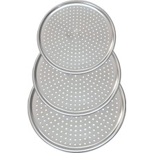Paslanmaz Çelik Pizza Tepsisi,delikli Lahmacun ve Pizza Tavası,fırın Tepisisi (36 Cm)