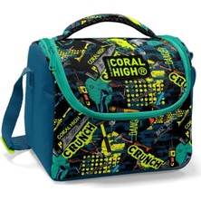 Petrol Yeşil Erkek Çocuk Duvar Yazılı Okul Beslenme Çantası - Termal Astar