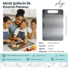 Shg Çocuklar Için Eğitici,kaymaz ve Çizilmeyi Az Gösteren 304 Paslanmaz Çelik Kesme Tahtası, 1,5 mm Kalınlık, 20 x 30 Cm, Yıkanabilir, Gıdaya ve Güvenli Kullanımuygun, Hijyenik