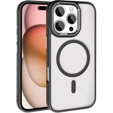 ile Uyumlu 16 Pro Kılıf Şarj Özellikli Krom M-Safe Silikon Kapak Siyah