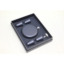 4 Shot Bardaklı Matara Seti Yuvarlak Siyah 9 Oz Yüksek Kalite