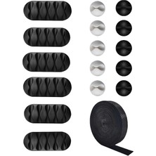 17 Parça Kablo Tutucu Seti | Yapışkanlı Kablo Klipsi | Masa Üstü Kablo Düzenleyici | Şarj Kablosu, Kulaklık, Usb, Hdmı, Mouse Kablosu Için | Ofis & Ev Kullanımı | Kablo Yönetimi Çözümü
