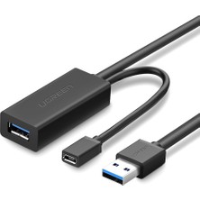 Ugreen USB Uzatma Kablosu Aktif 3.0 USB Uzatma Kablosu Super Speed Kablo Fiş A Soket A Soket A Sinyal Güçlendirici Tekrarlayıcı (5m)