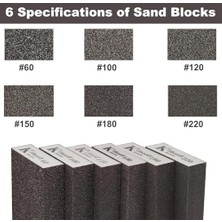Zımpara Bloğu Seti, 6 Parça Alüminyum Oksit Sünger, 60/120/220 Kum Tane Boyutları, Profesyonel Zımpara Seti, Dıy ve El Işleri Için, Yıkanabilir Yeniden Kullanılabilir Zımpara Blokları
