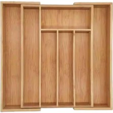 Mutfak Bambu Ayarlanabilir Çekmece Içi Ölçü Ayarlı Kaşıklık 5-7 Bölmeli