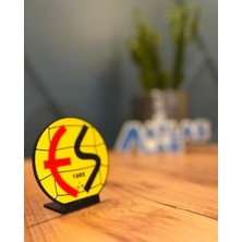 Eskişehir - Eskişehirspor 3D Baskı Logo – Masaüstü Dekoratif Stand - Kırmızı Siyah Taraftar Hediyelik Ürün