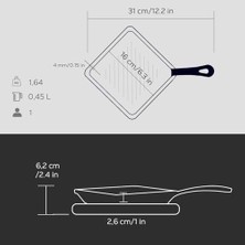 Döküm Mini Kare Izgara Tava Kayın Ahşap Altlıklı Döküm Demir Yekpare Saplı Ölçü 16X16CM.