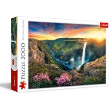TR27091 Haifoss Şelalesi, Izlanda 2000 Parça, Üstün Kalite, Yetişkinler ve 12 Yaş Üstü Çocuklar Için, Renkli, Işıkları