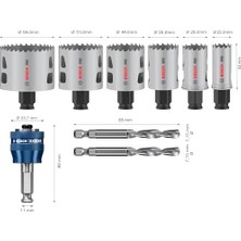 9 x Pro Multi Material Power Plus Delik Açma Testeresi Seti, Şeffaf Kılıf (Yumuşak Ahşap, Alçıpan Duvar Için, Çap 22, 29, 35, 44, 51, 64 Mm, Profesyonel Aksesuar, Matkap/tornavida Için)