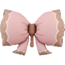 Büyük Boy Pembe Retro Fiyonk Pastel Folyo Balon 91-60 cm Parti Kutlamaları İçin