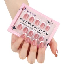 Takma Takma MKBD1721 Kısa Badem Standart Beden 30'lu Tekrar Kullanılabilir Protez Takma Tırnak