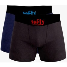 Softy 2’li Erkek Pamuk Boxer Seti Siyah Lacivert – Rahat Kesim %100 Pamuk Nefes Alabilen Penye Iç Giyim M