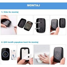 Kablosuz Kapı Zili Ledli Uzaktan Kumandalı Işıklı Kapı Zili Yüksek Sesli 300MT Uzun Mesafeli - 1 Buton + 1 Zil