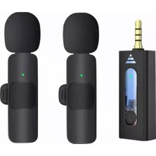 Kablosuz Mikrofon Ikili Yaka Mikrofonu 3.5mm Aux Girişli Sokak Müzisyenleri Amfi Hoparlör Bilgisayar Youtuber Tablet Uyumlu Tak Çalıştır (Telefon Desteklemez) K35