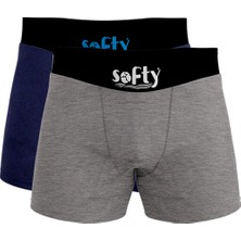 Softy 2’li Erkek Pamuk Boxer Seti Lacivert Gri– Rahat Kesim %100 Pamuk Nefes Alabilen Penye Iç Giyim M