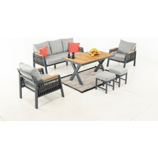 Divona Home Ocean Bahçe Balkon Oturma Grubu 3+1+1+Masa+2 Puf