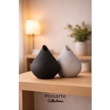 Mosarte Damla Formlu Modern Dekor Vazosu 3D Doku Yüzeyli 2'li
