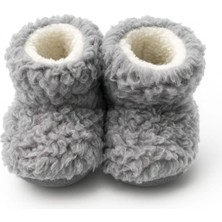 Kr Kids Butik Bebek Gri Peluş Ev Botu – Kürklü, Kaymaz Tabanlı, Sıcak Tutan Panduf