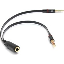 Aux To 2 Aux Kablo 3.5 mm Girişini 2 Aux A Çeviren Kablo Mikrofon ve Kulaklık Çevirici Aparat Aux Kulaklık Çoklayıcı No 193