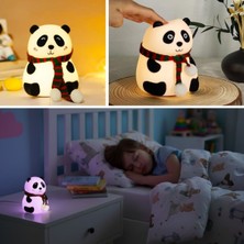WİderMarkt Panda Dokunmatik Gece/masa Lambası - 5 Renk Modlu, USB Şarjlı, Yumuşak Işık, Çocuk & Bebek Odası