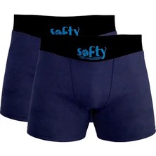 Softy 2’li Erkek Pamuk Boxer Seti Lacivert – Rahat Kesim %100 Pamuk Nefes Alabilen Penye Iç Giyim L