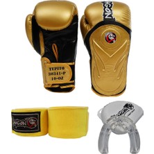 Dragondo Tepito Boks Eldiveni Seti Dişlik Bandaj Gold Kick Boks Eldiveni Seti