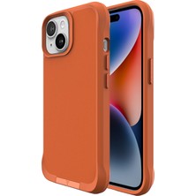 Bix iPhone 15 Vortex Magsafe Kılıf Stand Özellikli 3x Korumalı Mikro Fiber Iç Yüzey Turuncu