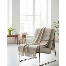 Merinos Cozy Pamuklu Püsküllü Skoç Tv Battaniyesi Gül Kurusu ( 130 x 170 ) cm