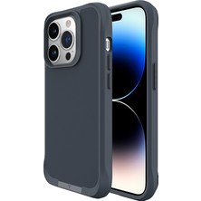 Bix iPhone 15 Pro Vortex Magsafe Kılıf Stand Özellikli 3x Korumalı Mikro Fiber Iç Yüzey Gri Mavi