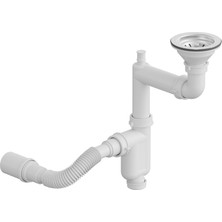 Aqua Bagno Comfort Yer Kazandıran Taşma Deliksiz Mutfak Eviye Sifonu – Kolay Temizlenir, Ayarlanabilir Koku Önleyici Gider Borulu