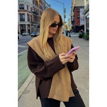 Bahels Kare Parçalı Atkı Vizon