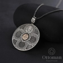 Design Ottoman Kuyumculuk Dualı Madalyon Gümüş Erkek Kolye