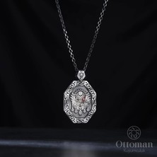 Design Ottoman Kuyumculuk Osmanlı Sancağı Sekizgen Gümüş Madalyon Kolye