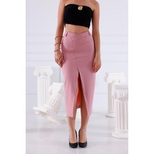 La Pante Kemer Çapraz Önden Yırtmaçlı Siyah Etek