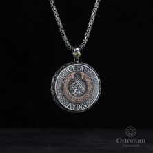 Design Ottoman Kuyumculuk Isimli Koruma Dualı Gümüş Madalyon Kolye
