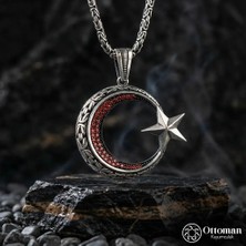 Design Ottoman Kuyumculuk Ay Yıldız Madalyon Gümüş Erkek Kolye