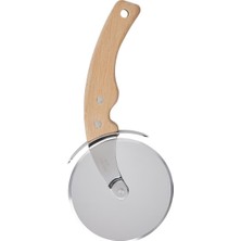 IKEA Grilltider 22 cm Masif Ahşap Kayın Saplı Paslanmaz Çelik Pizza Börek Kesici Bıçağı Bıçak