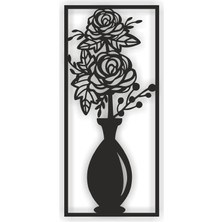 As Tasarım Lazer As Tasarım Vazo Modeli Ahşap Dekorasyon Duvar Süs Tablo 20X45 cm Siyah Renk