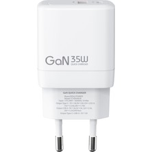 Realpower Gan 35W Usb-C + Usb-A Hızlı Şarj Cihazı Beyaz TC35WWH2