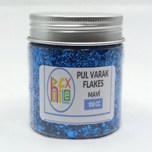 Hobiflex Pul Varak Gilding Flakes Sanatsal Ince Tanecikli Kırpık Folyo Epoksi Reçine Nail Art 100 cc Mavi