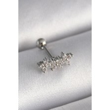 Ayder Timya 316L Çelik Gümüş Renk Zirkon Taşlı Yonca Tragus Piercing (Timya/1395) 205440