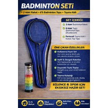 CKSpor Badminton Seti Taşıma Çantalı 2 Adet Raket + 6’lı Kutulu Badminton Topu