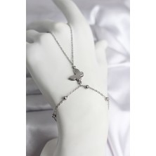 Ayder Timya 316L Çelik Gümüş Renk Kelebek Model Kadın Şahmeran (Timya/1395) 206539