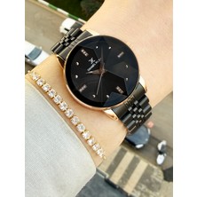 Daniel Klein Kristal Camlı Su Geçirmez Kadın Kol Saati ve Hediye Bileklik