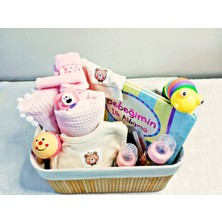 "hoş Geldin" Anı Lüks  Yenidoğan Bebek Hediye Seti (Hasır Sepet & Cam Biberon Seti & El ve Ayak Baskı Kiti & 5li Hastane Çıkışı & Alt Açma Seti)