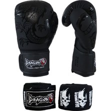 Dragondo La Noche Siyah Boks Eldiveni Seti 3,5 Metre Skull Boks Bandaj Seti
